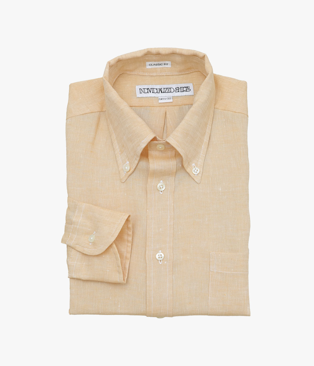 INDIVIDUALIZED SHIRTS ''SOLID LINEN (CLASSIC FIT BUTTON DOWN SHIRT)'' (TAN)