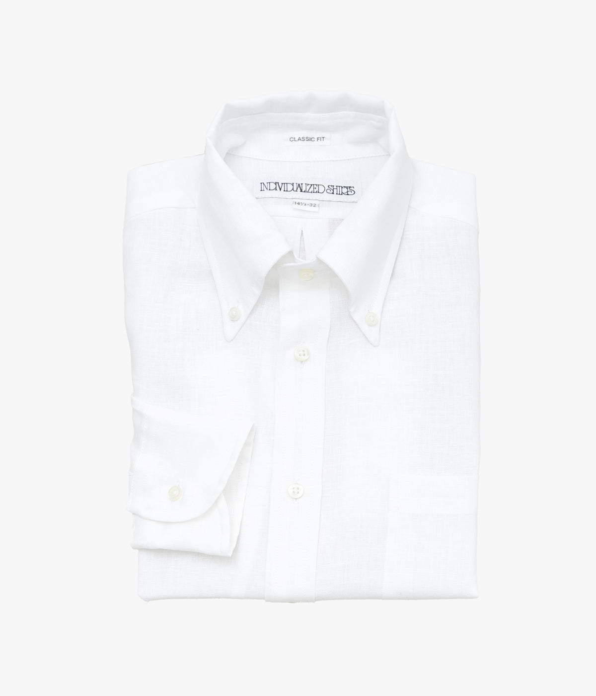 INDIVIDUALIZED SHIRTS ''SOLID LINEN (CLASSIC FIT BUTTON DOWN SHIRT)'' (WHITE)