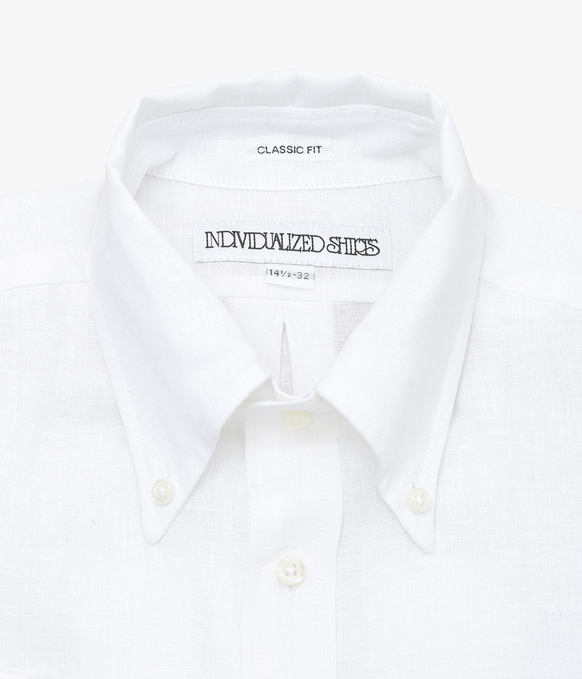 INDIVIDUALIZED SHIRTS ''SOLID LINEN (CLASSIC FIT BUTTON DOWN SHIRT)'' (WHITE)