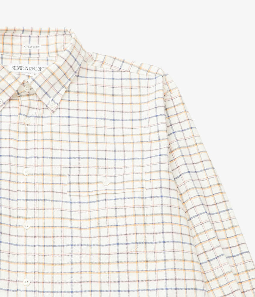 INDIVIDUALIZED SHIRTS ''TATTERSALL(ATHLETIC FIT SPORT B.D.SHIRT)'' (NATURAL)
