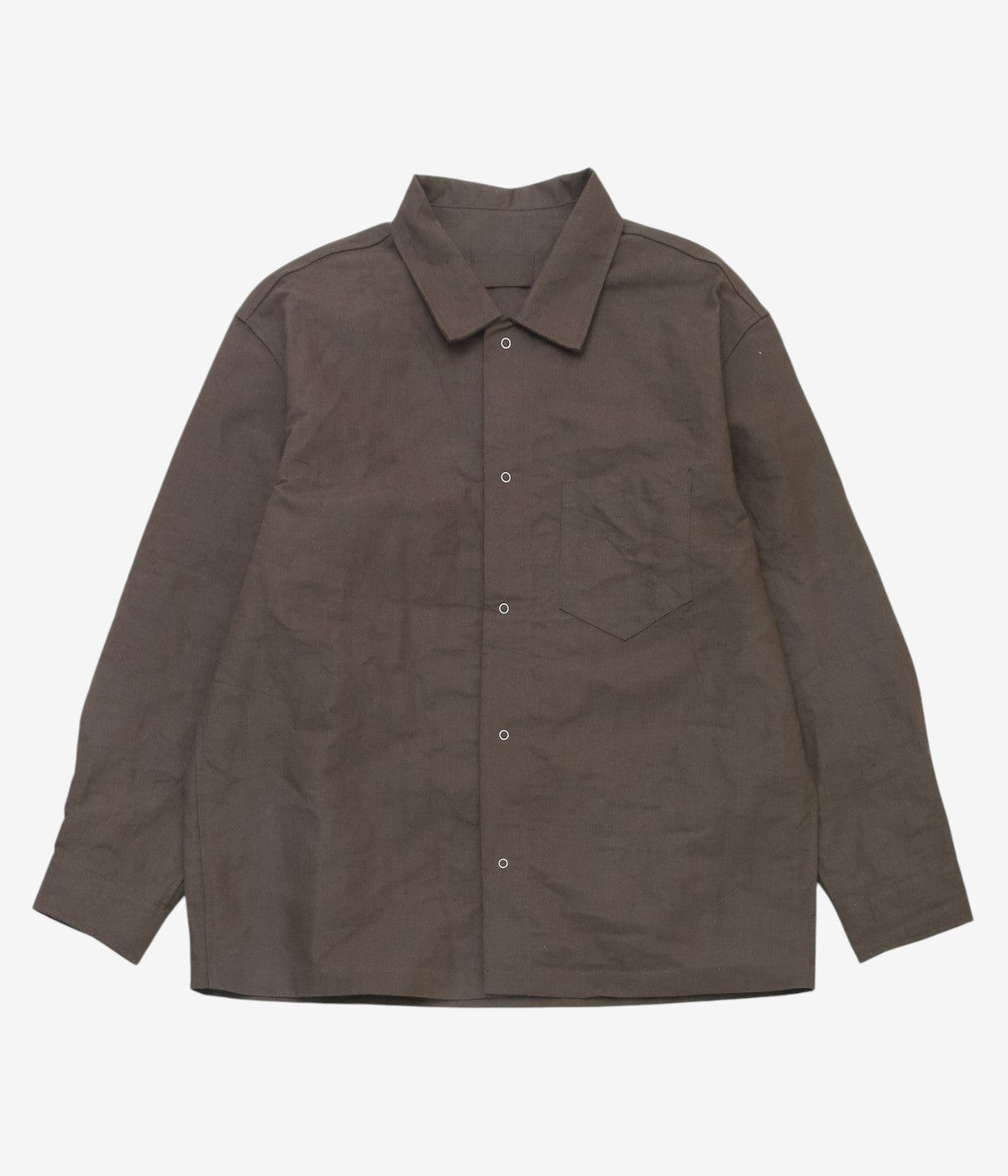 JAMES COWARD "WORKSHOP SHIRT｜ LINEN WASHI" (DARK BROWN)