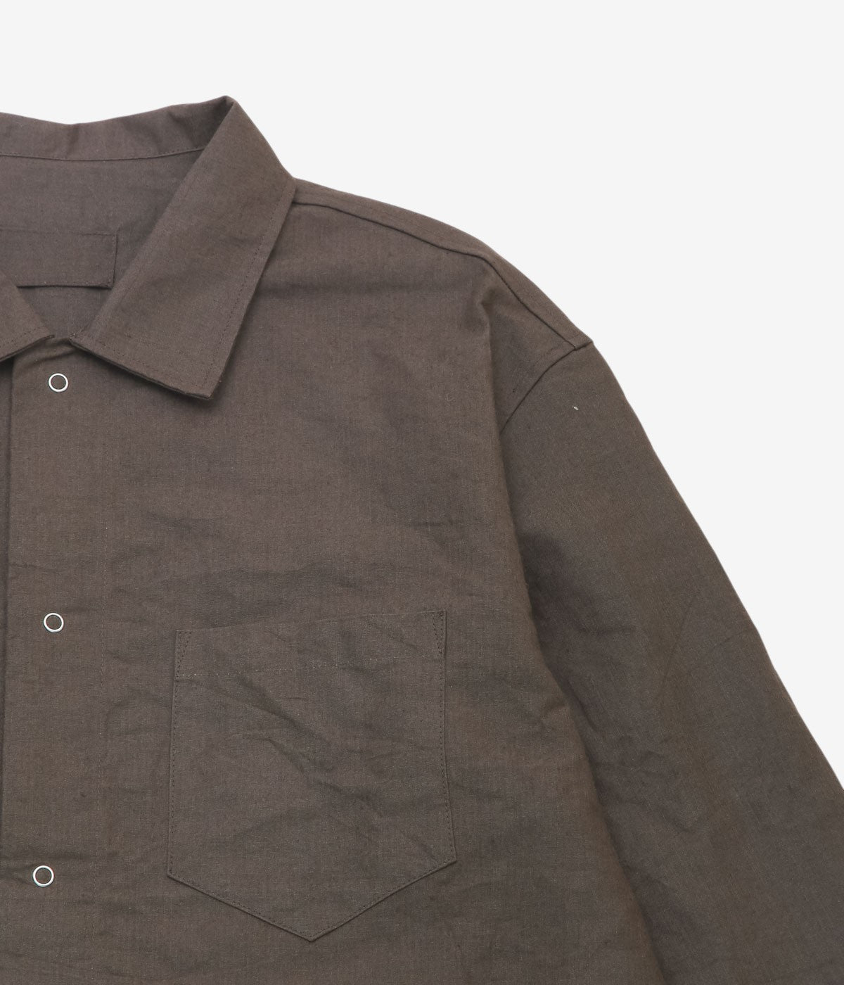 JAMES COWARD "WORKSHOP SHIRT｜ LINEN WASHI" (DARK BROWN)