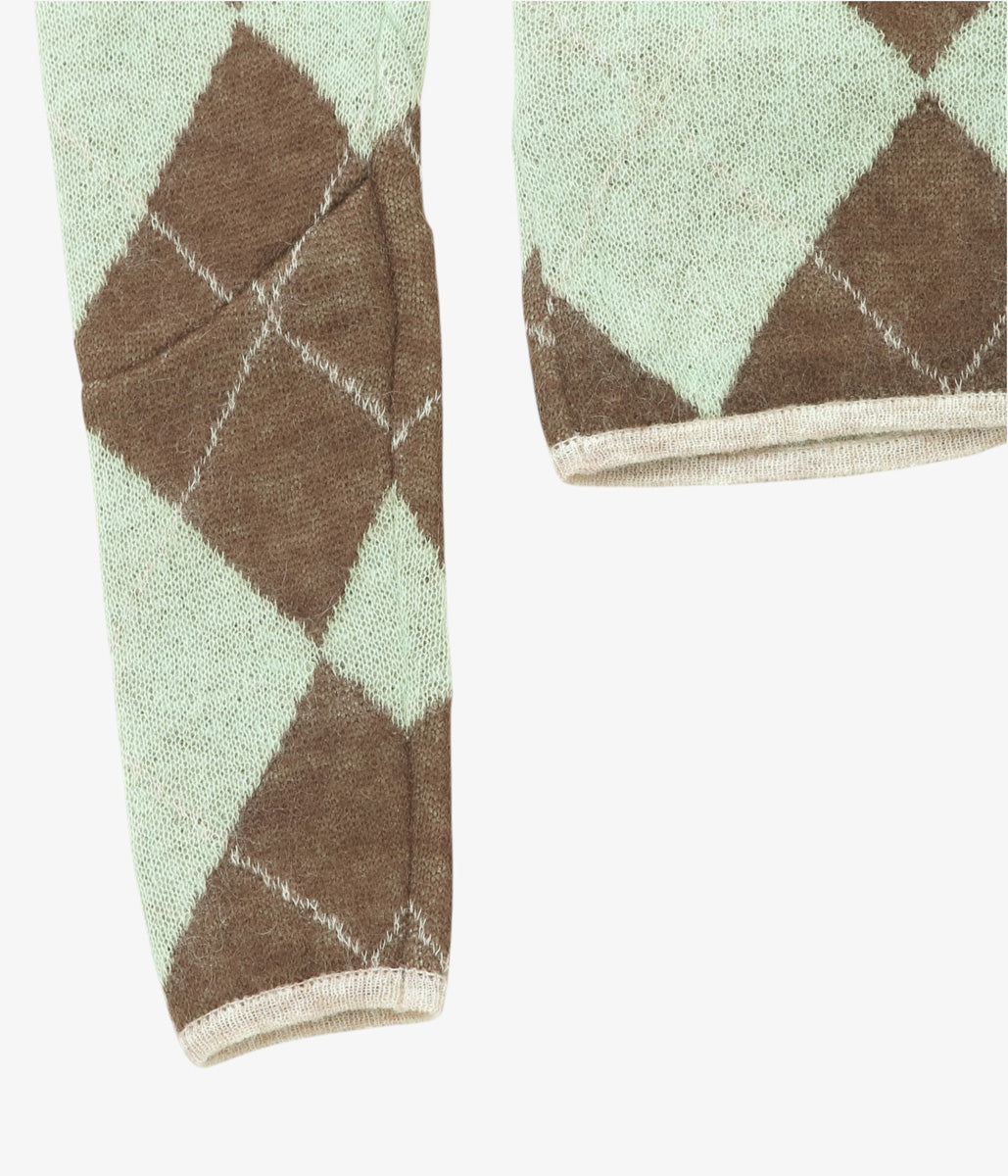 JONNLYNX ''LUMPY ARGYLE CARDIGAN'' (GREEN MIX)