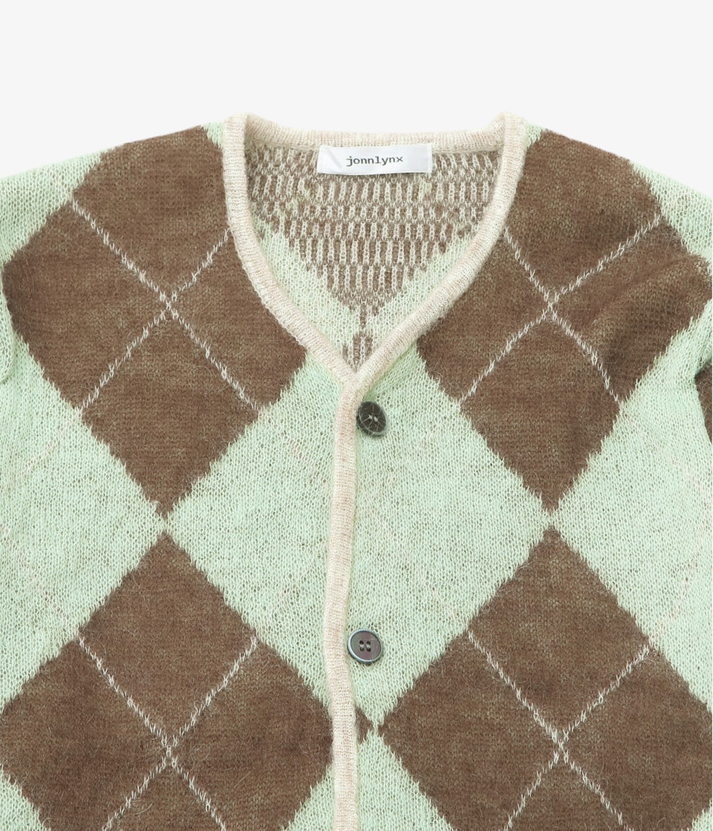 JONNLYNX ''LUMPY ARGYLE CARDIGAN'' (GREEN MIX)