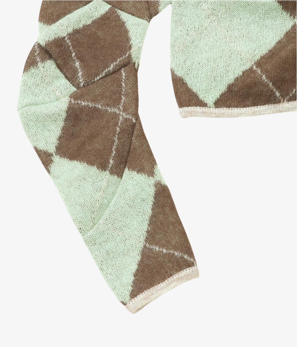 JONNLYNX ''LUMPY ARGYLE CARDIGAN'' (GREEN MIX)