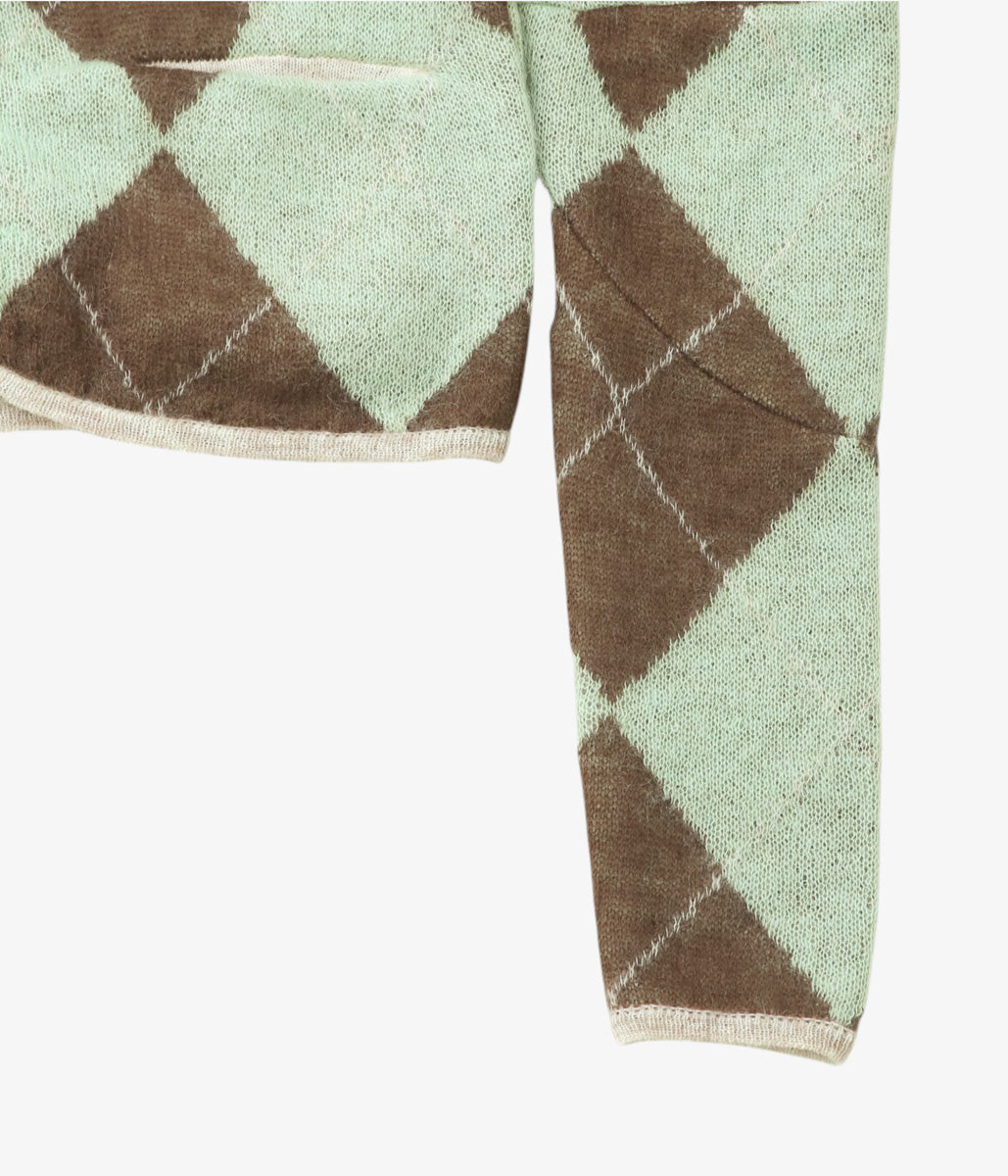 JONNLYNX ''LUMPY ARGYLE CARDIGAN'' (GREEN MIX)