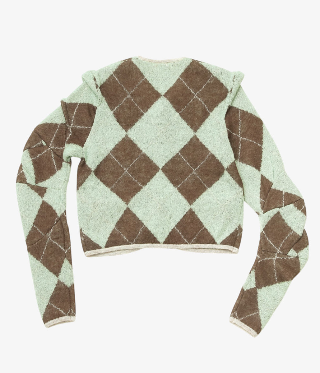 JONNLYNX ''LUMPY ARGYLE CARDIGAN'' (GREEN MIX)