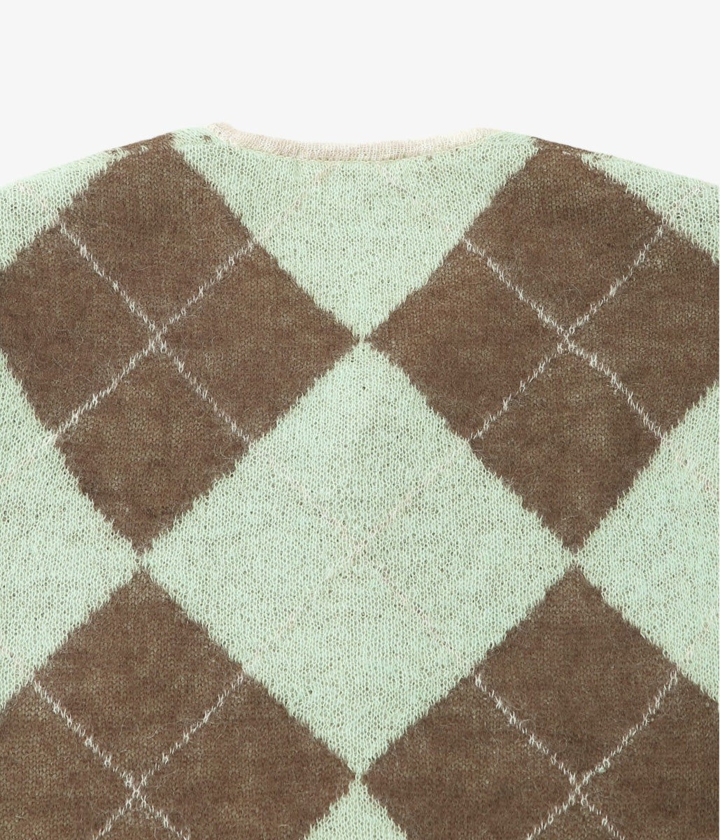 JONNLYNX ''LUMPY ARGYLE CARDIGAN'' (GREEN MIX)