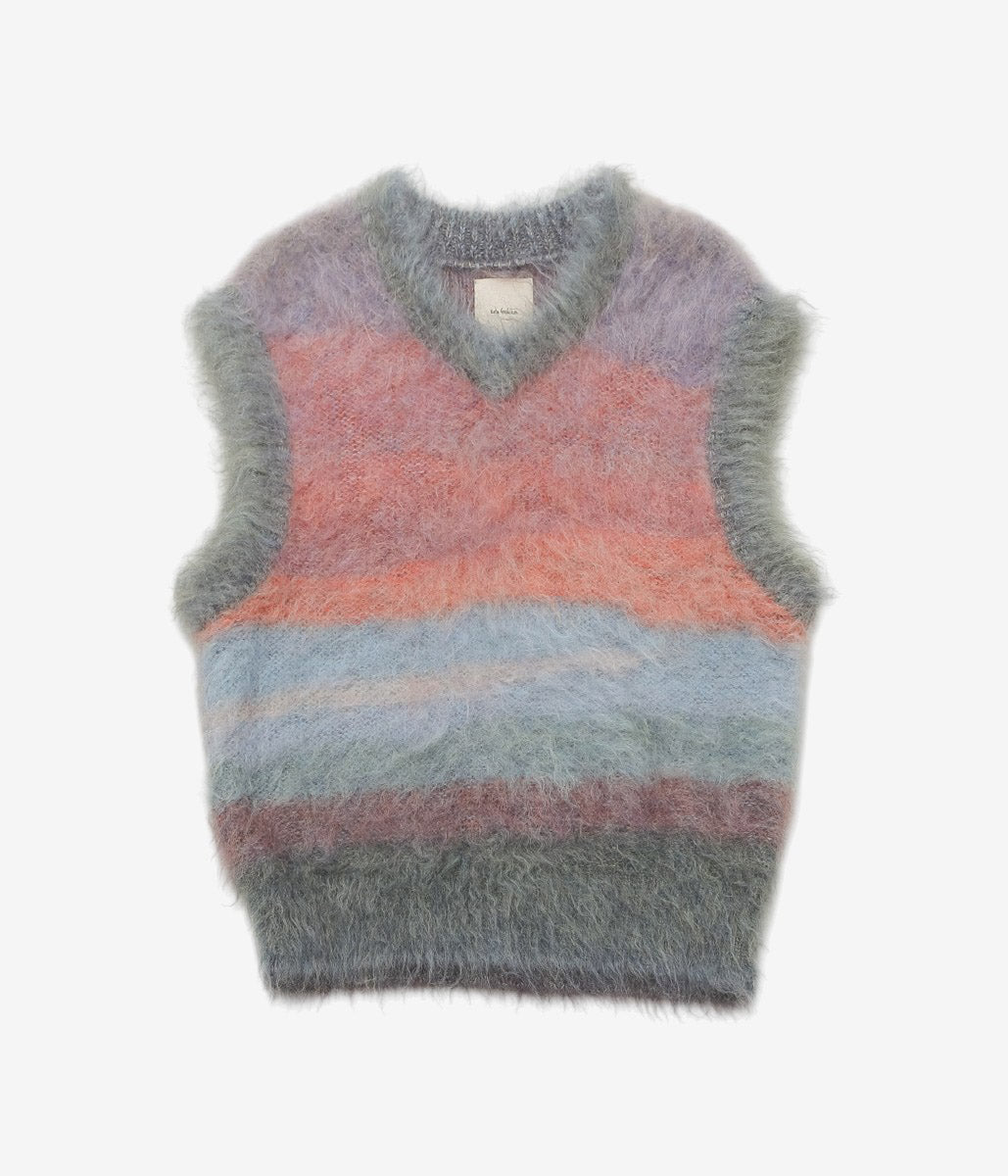KOTA GUSHIKEN ''ABSTRACT SUNSET MOHAIR VEST'' (PURPLE(TWILIGHT))
