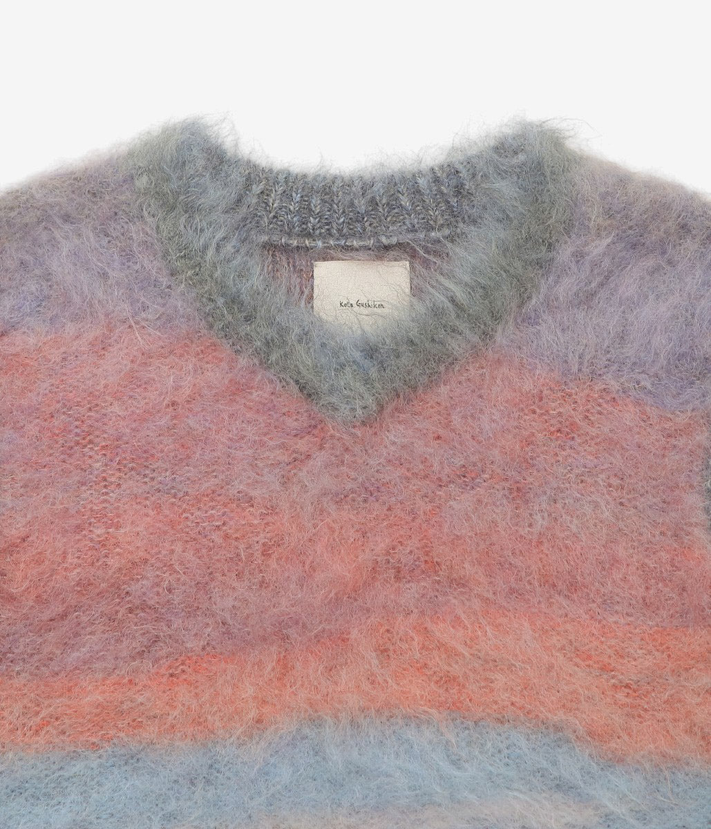 KOTA GUSHIKEN ''ABSTRACT SUNSET MOHAIR VEST'' (PURPLE(TWILIGHT))