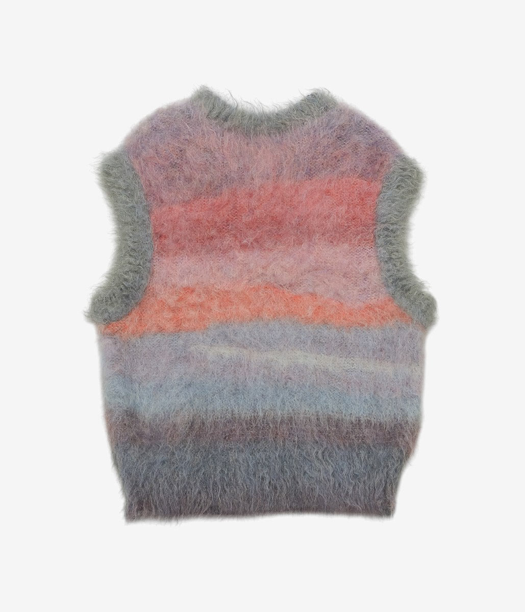 KOTA GUSHIKEN ''ABSTRACT SUNSET MOHAIR VEST'' (PURPLE(TWILIGHT))