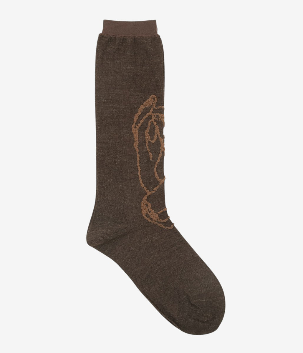 KOTA GUSHIKEN ''DHAND OF RODIN SOCKS-A BIT 3D'' (BROWN)