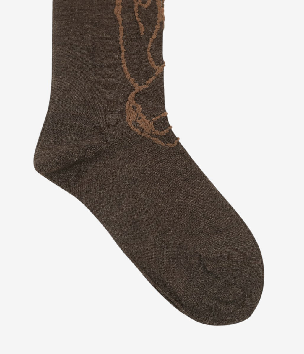 KOTA GUSHIKEN ''DHAND OF RODIN SOCKS-A BIT 3D'' (BROWN)