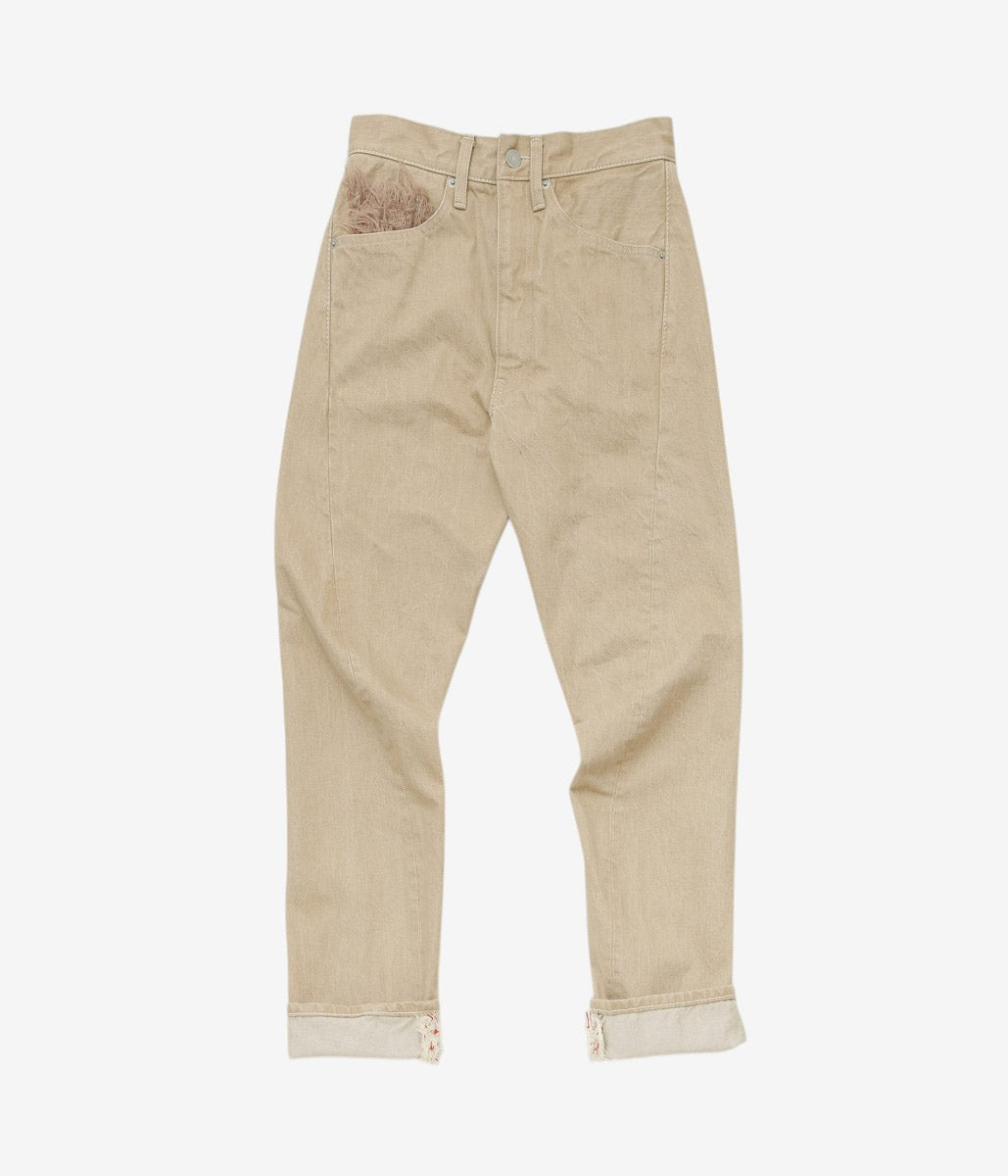 KOTA GUSHIKEN ''GU VIBES RED WITH SELVEDGE-ISH CROCHET STITCHES'' (BEIGE)