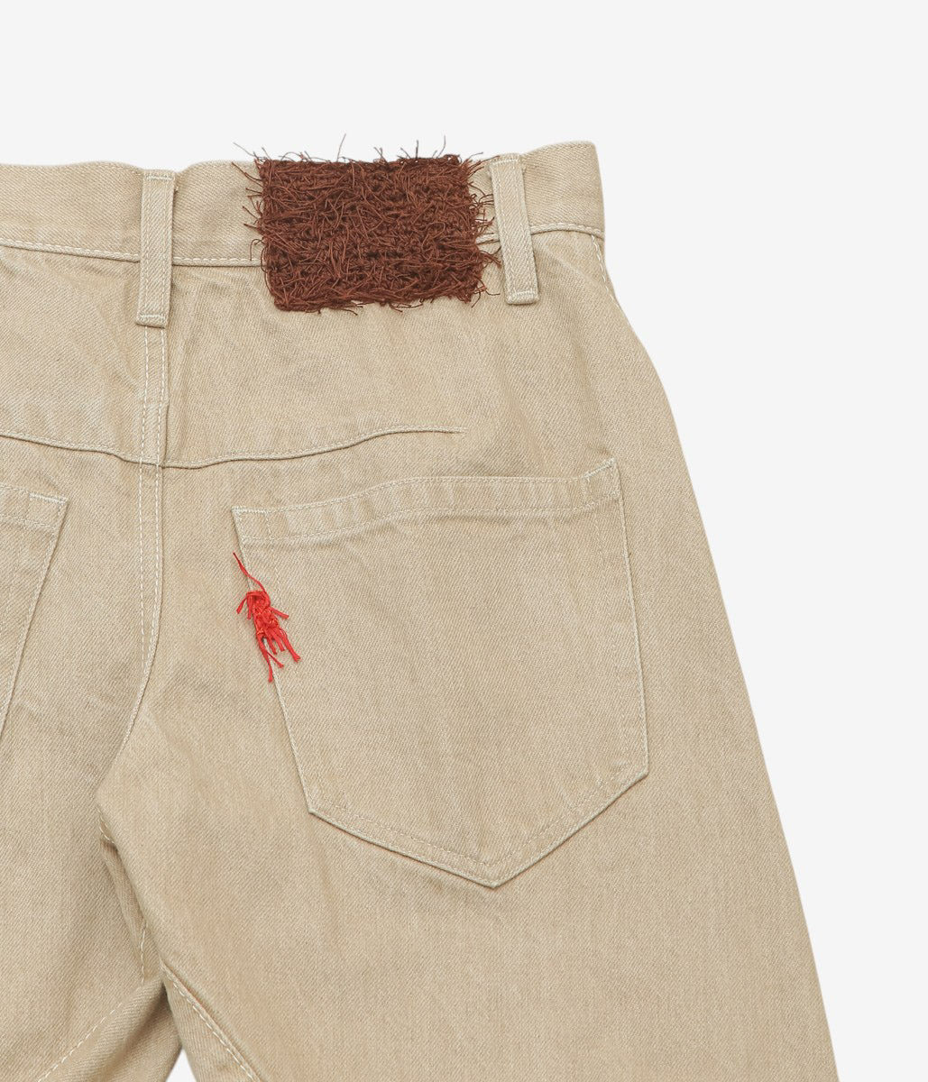 KOTA GUSHIKEN ''GU VIBES RED WITH SELVEDGE-ISH CROCHET STITCHES'' (BEIGE)