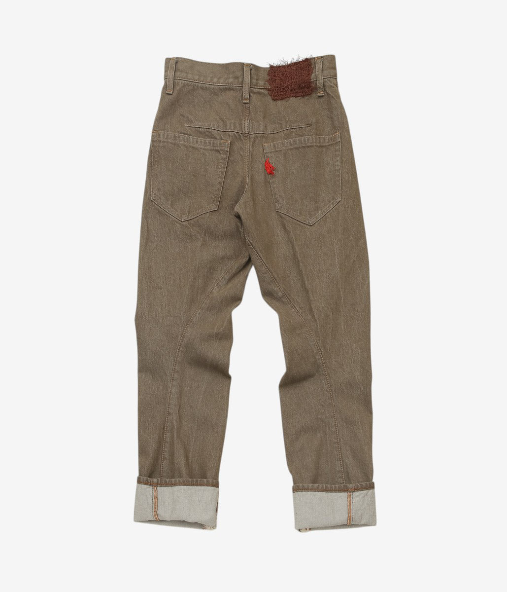 KOTA GUSHIKEN ''GU VIBES RED WITH SELVEDGE-ISH CROCHET STITCHES'' (브라운)