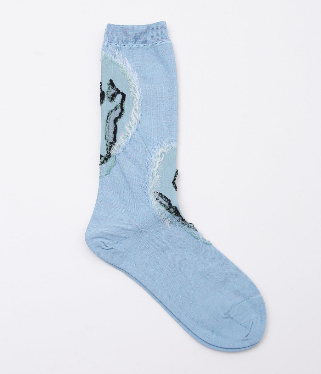 KOTA GUSHIKEN ''MELTED SMILE WITH FRIZBEE REVERSIBLE SOCKS''(LIGHT BLUE)