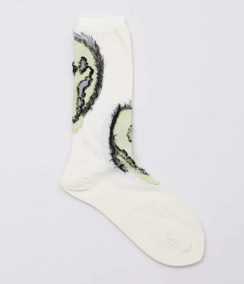 KOTA GUSHIKEN ''MELTED SMILE WITH FRIZBEE REVERSIBLE SOCKS'' (WHITE)