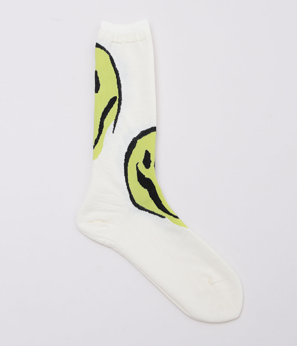 KOTA GUSHIKEN ''MELTED SMILE WITH FRIZBEE REVERSIBLE SOCKS'' (WHITE)