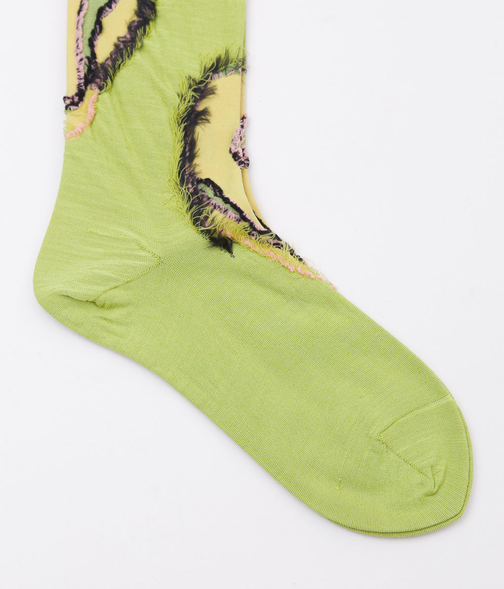 KOTA GUSHIKEN ''MELTED SMILE WITH FRIZBEE REVERSIBLE SOCKS'' (YELLOW)