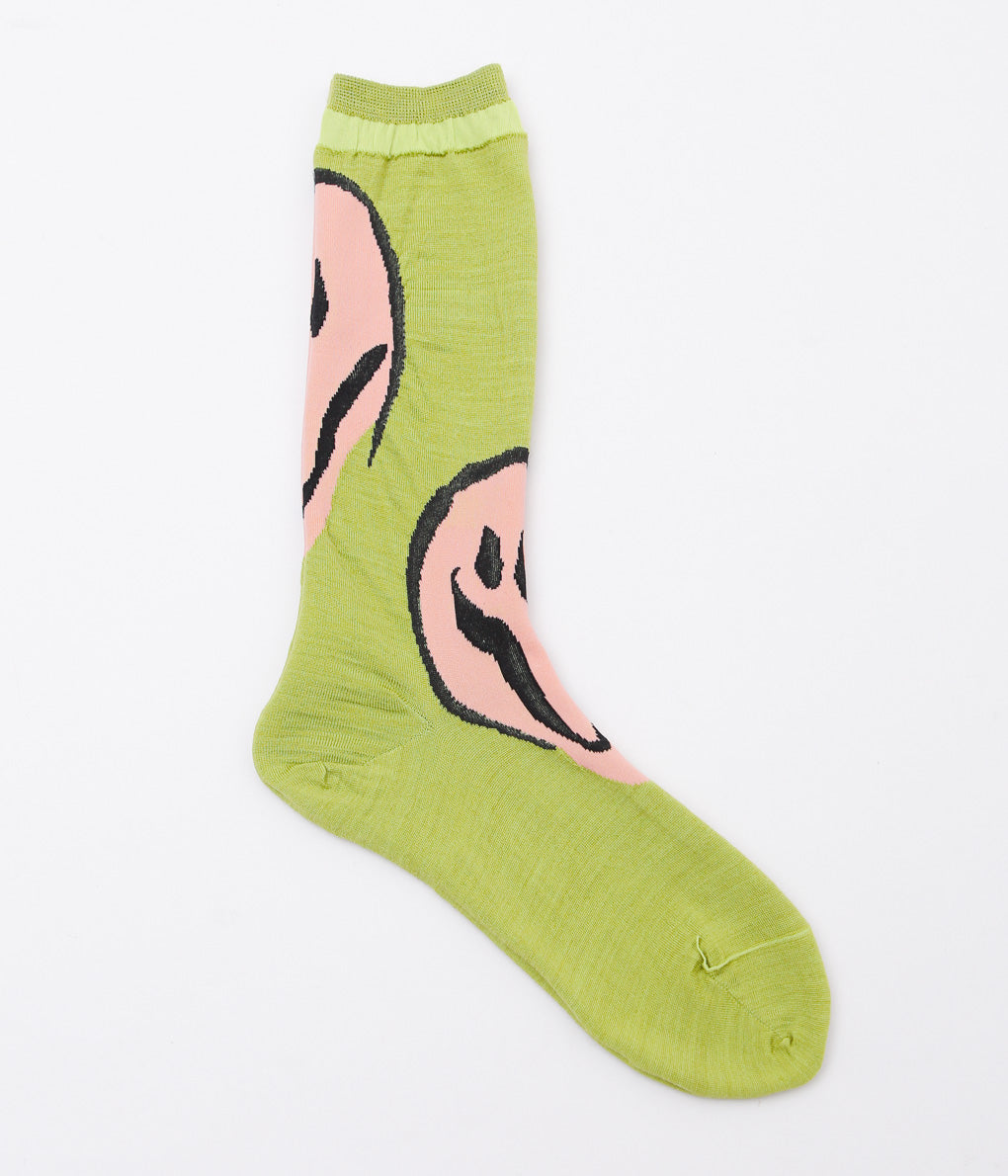 KOTA GUSHIKEN ''MELTED SMILE WITH FRIZBEE REVERSIBLE SOCKS''(YELLOW)