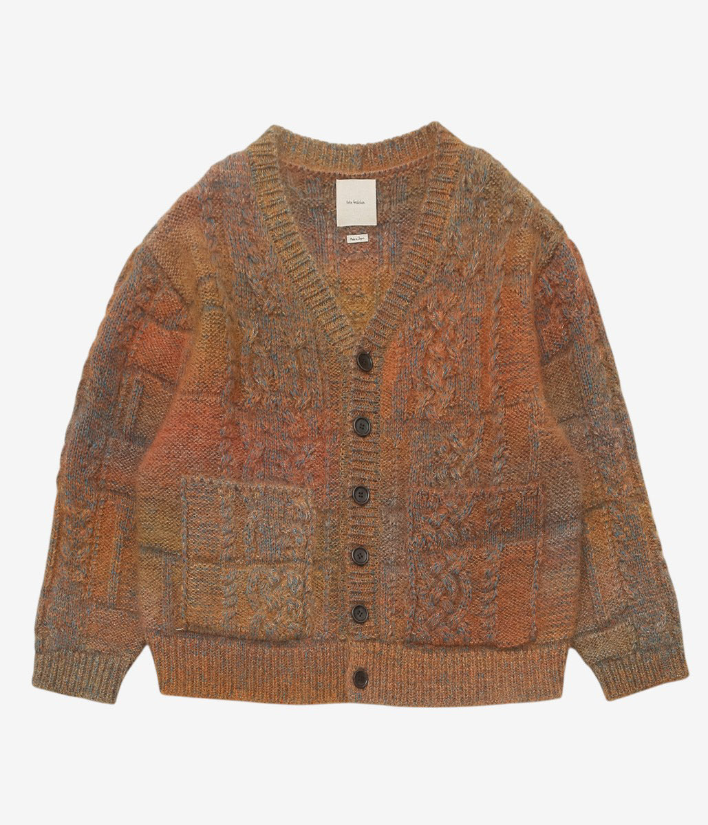 KOTA GUSHIKEN ''PYRAMID GRID PATTERN ON CABLE KNIT CARDIGAN'' (BROWN)