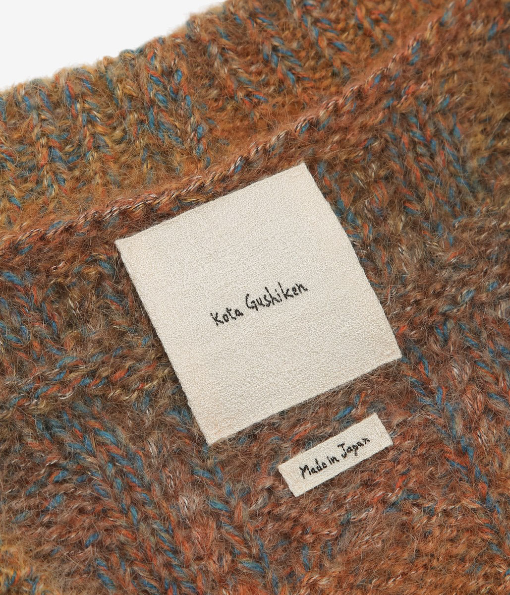 KOTA GUSHIKEN ''PYRAMID GRID PATTERN ON CABLE KNIT CARDIGAN'' (BROWN)