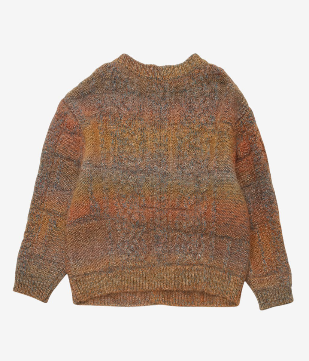 KOTA GUSHIKEN ''PYRAMID GRID PATTERN ON CABLE KNIT CARDIGAN'' (BROWN)