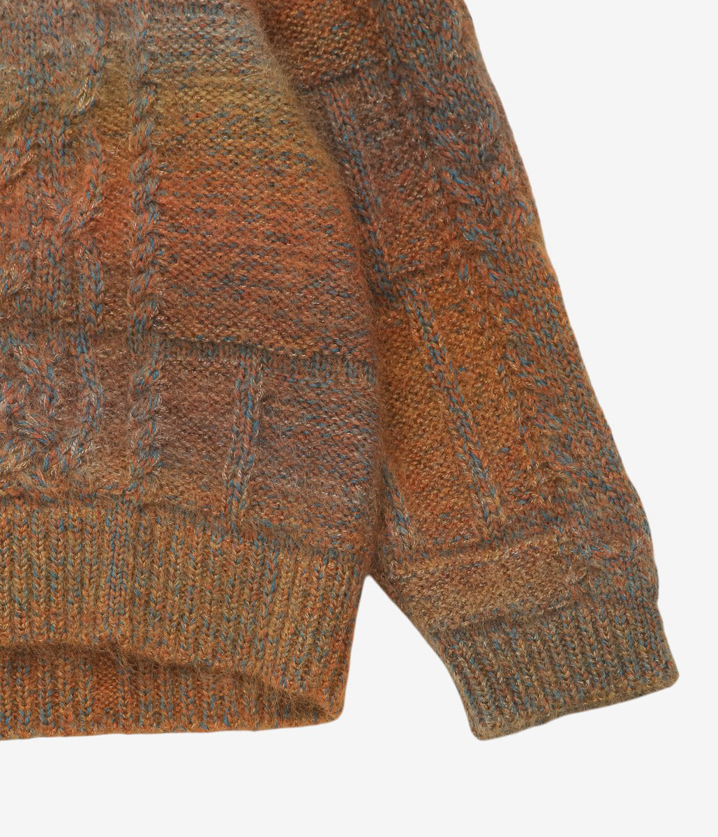KOTA GUSHIKEN ''PYRAMID GRID PATTERN ON CABLE KNIT CARDIGAN'' (BROWN)