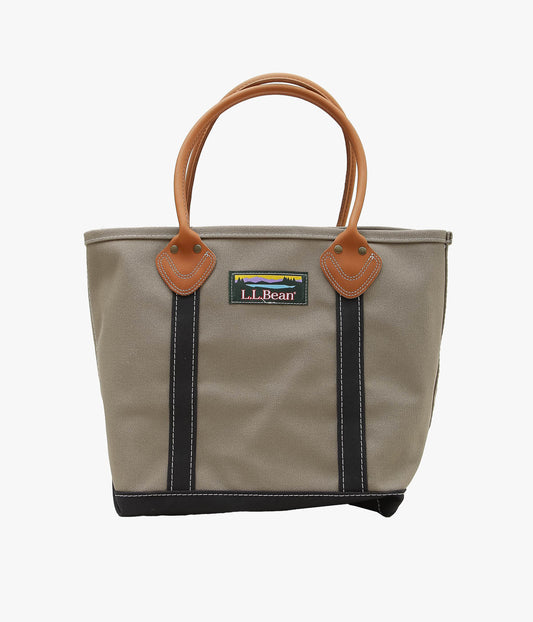 LL BEAN ''LEATHER HANDLE KATAHDIN BOAT AND TOTE MEDIUM'' (DARK CEMENT/BLACK)