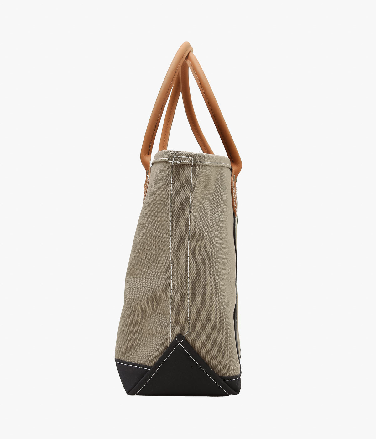 LL BEAN ''LEATHER HANDLE KATAHDIN BOAT AND TOTE MEDIUM'' (DARK CEMENT/BLACK)