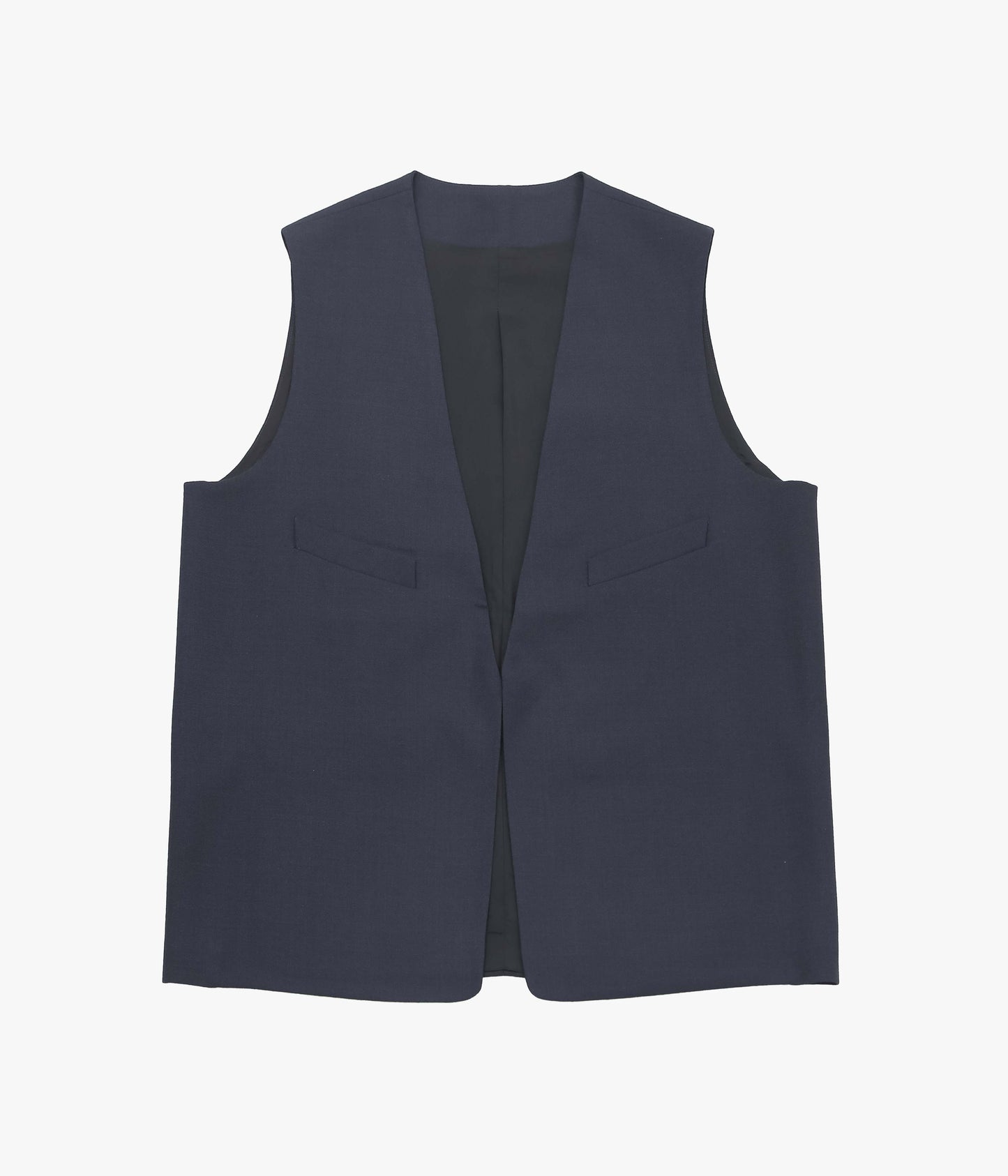 LEA BOBERG ''D.W.VEST｜BRITISH WOOL CREPE'' (NAVY)