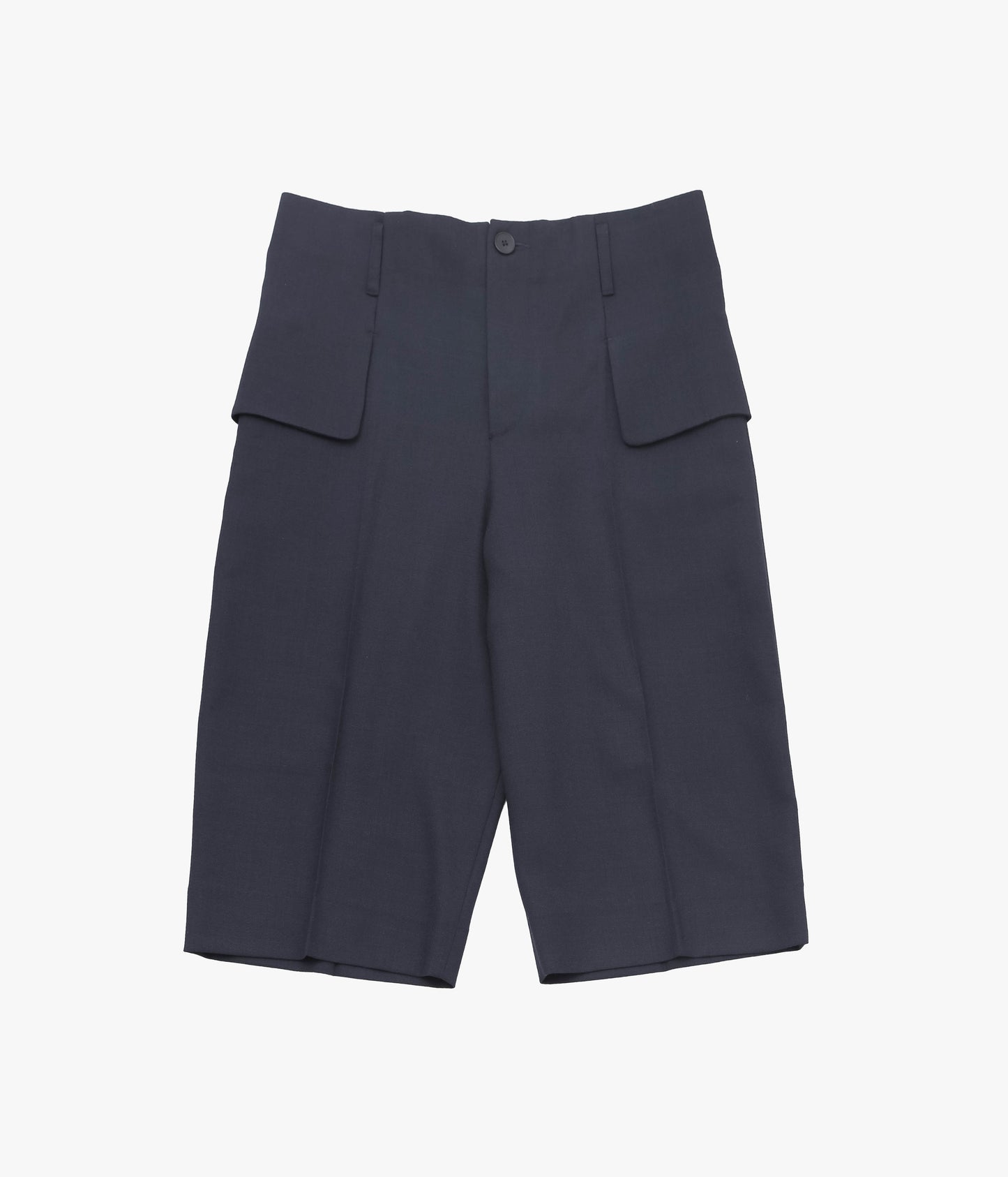 LEA BOBERG ''FLAP POCKET SHORTS｜BRITISH WOOL CREPE'' (NAVY)