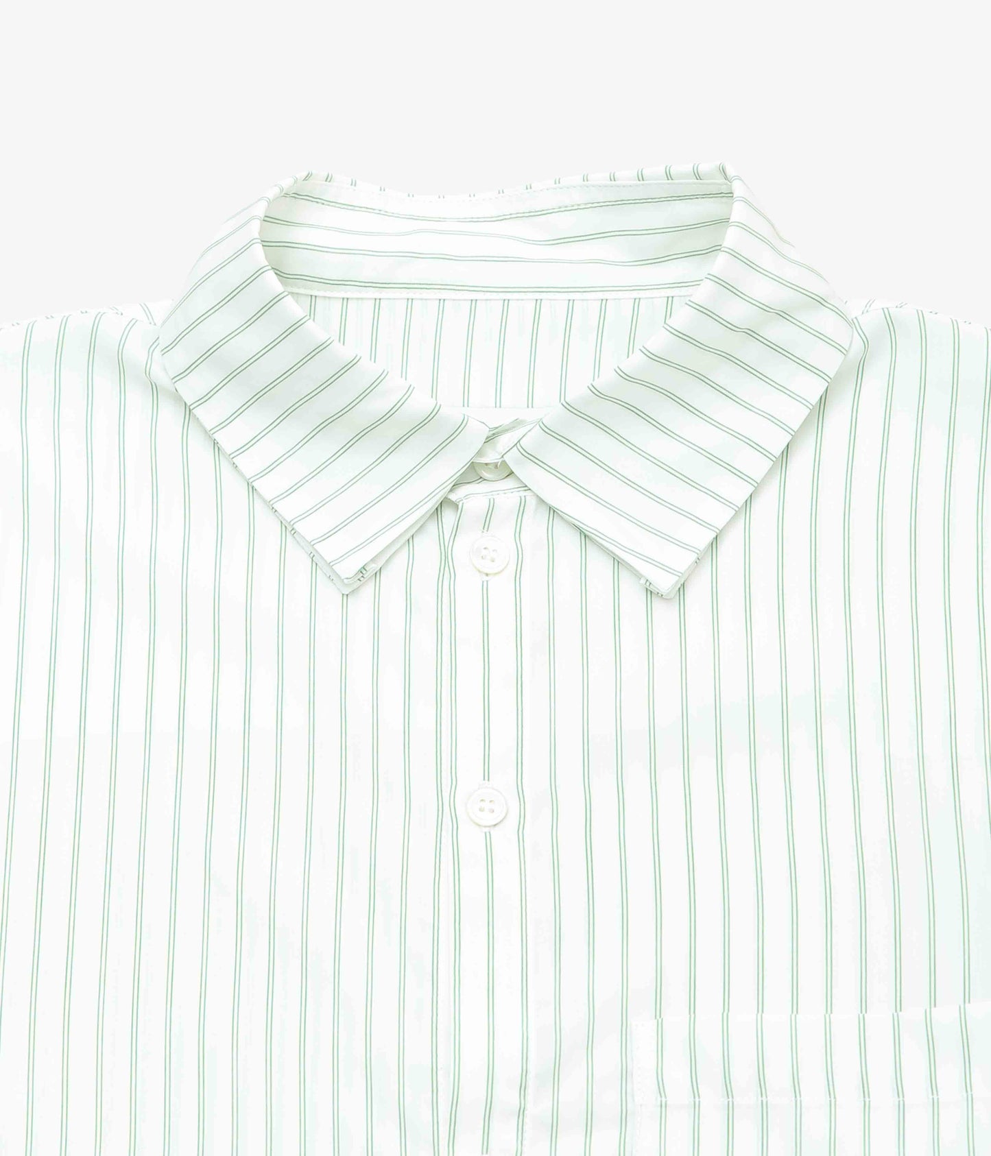 LEA BOBERG ''PATCH POCKET SHIRT｜JAPANESE TENCEL STRIPES'' (GREEN / WHITE STRIPE)