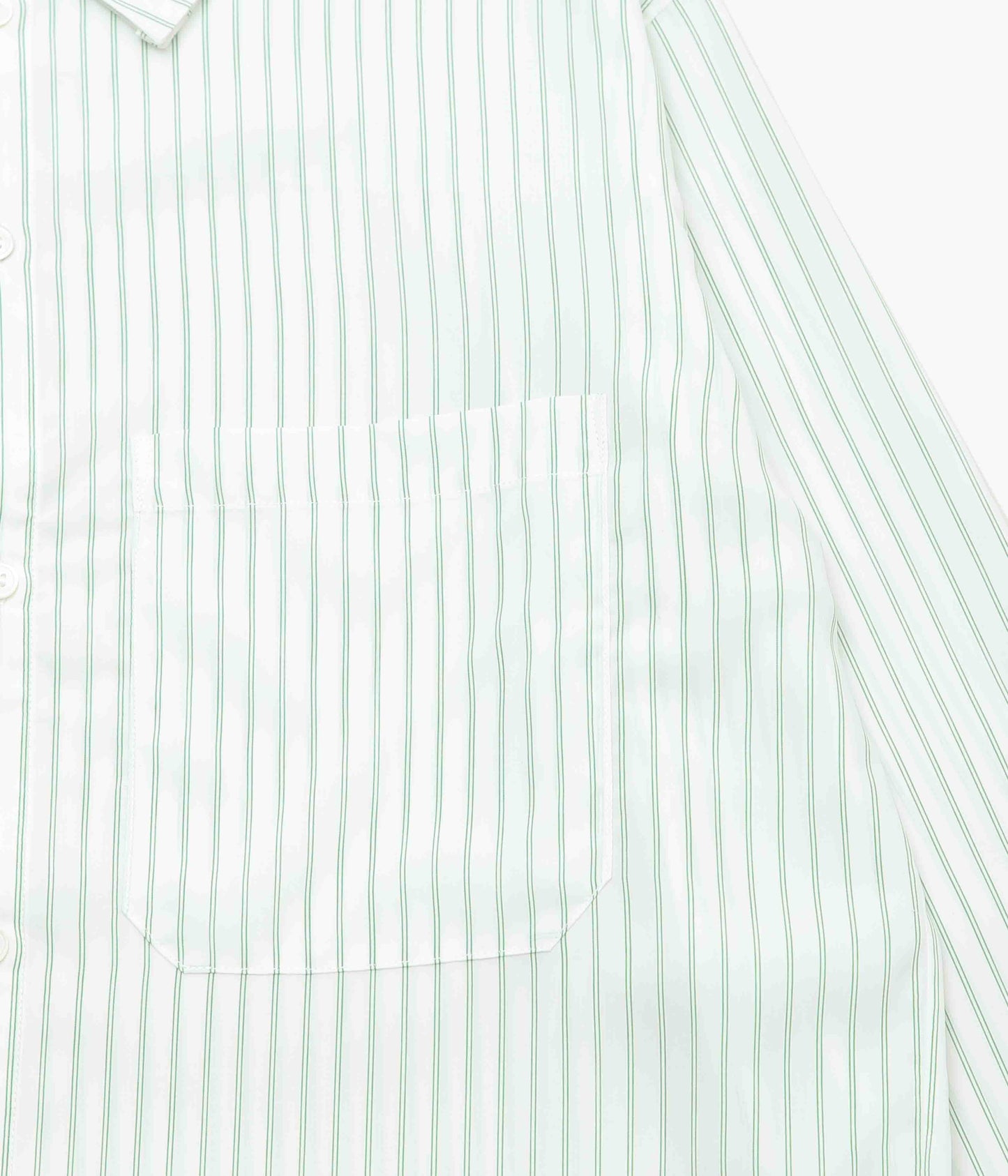LEA BOBERG ''PATCH POCKET SHIRT｜JAPANESE TENCEL STRIPES'' (GREEN / WHITE STRIPE)