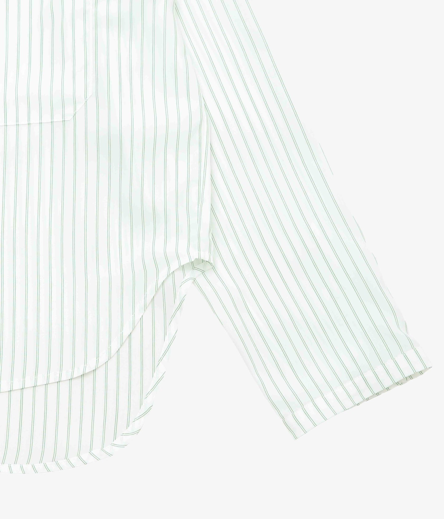 LEA BOBERG ''PATCH POCKET SHIRT｜JAPANESE TENCEL STRIPES'' (GREEN / WHITE STRIPE)