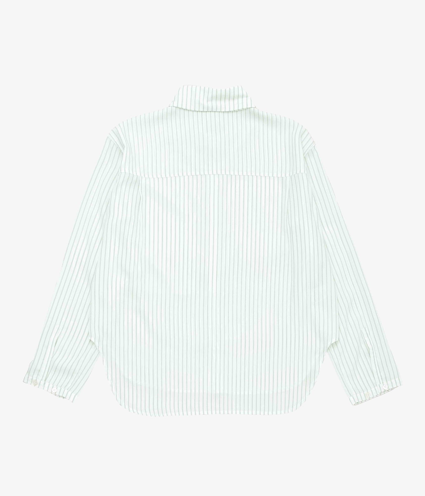 LEA BOBERG ''PATCH POCKET SHIRT｜JAPANESE TENCEL STRIPES'' (GREEN / WHITE STRIPE)