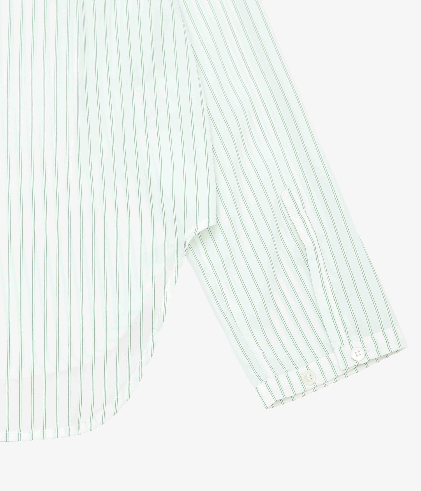 LEA BOBERG ''PATCH POCKET SHIRT｜JAPANESE TENCEL STRIPES'' (GREEN / WHITE STRIPE)