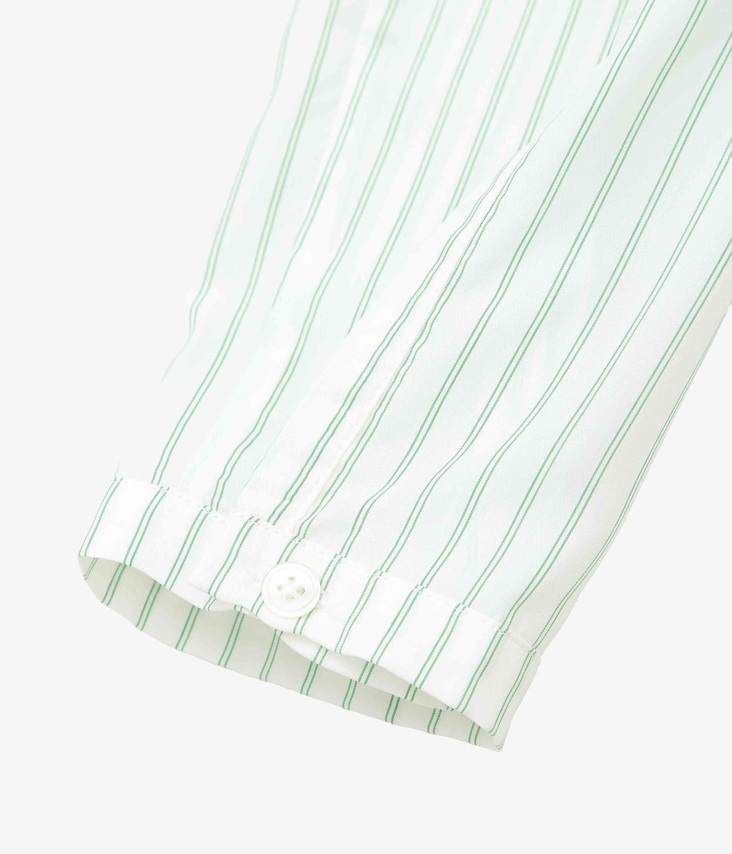 LEA BOBERG ''PATCH POCKET SHIRT｜JAPANESE TENCEL STRIPES'' (GREEN / WHITE STRIPE)