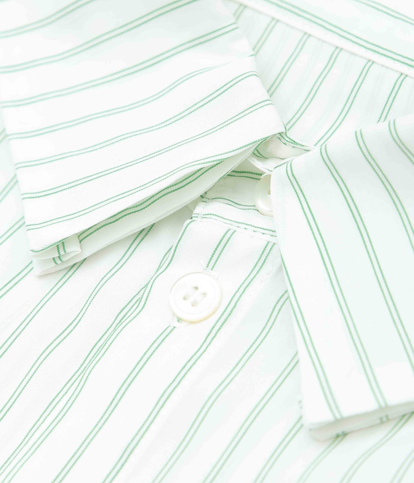 LEA BOBERG ''PATCH POCKET SHIRT｜JAPANESE TENCEL STRIPES'' (GREEN / WHITE STRIPE)