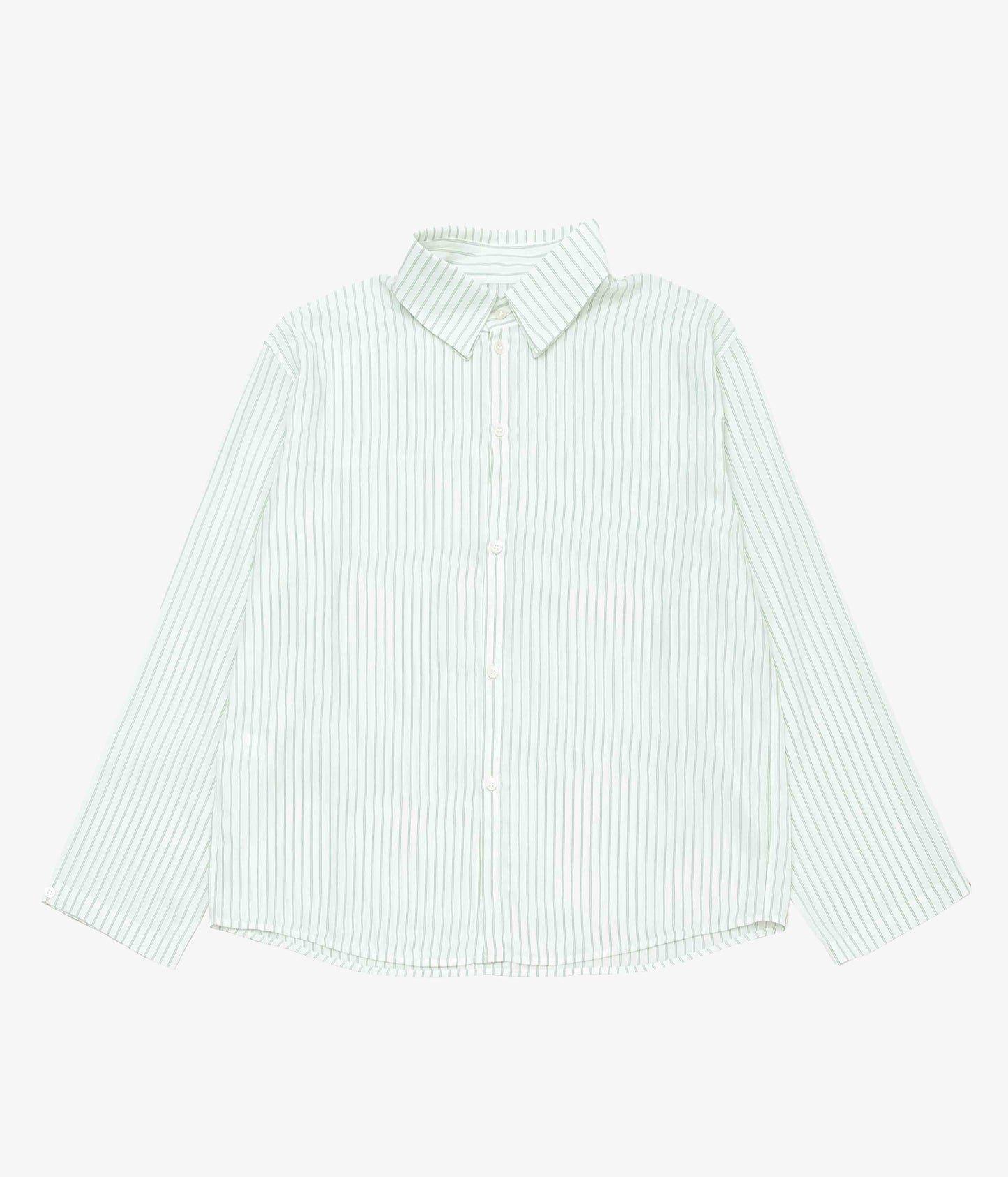 LEA BOBERG ''SC SHIRT｜JAPANESE TENCEL STRIPES'' (GREEN / WHITE STRIPE)