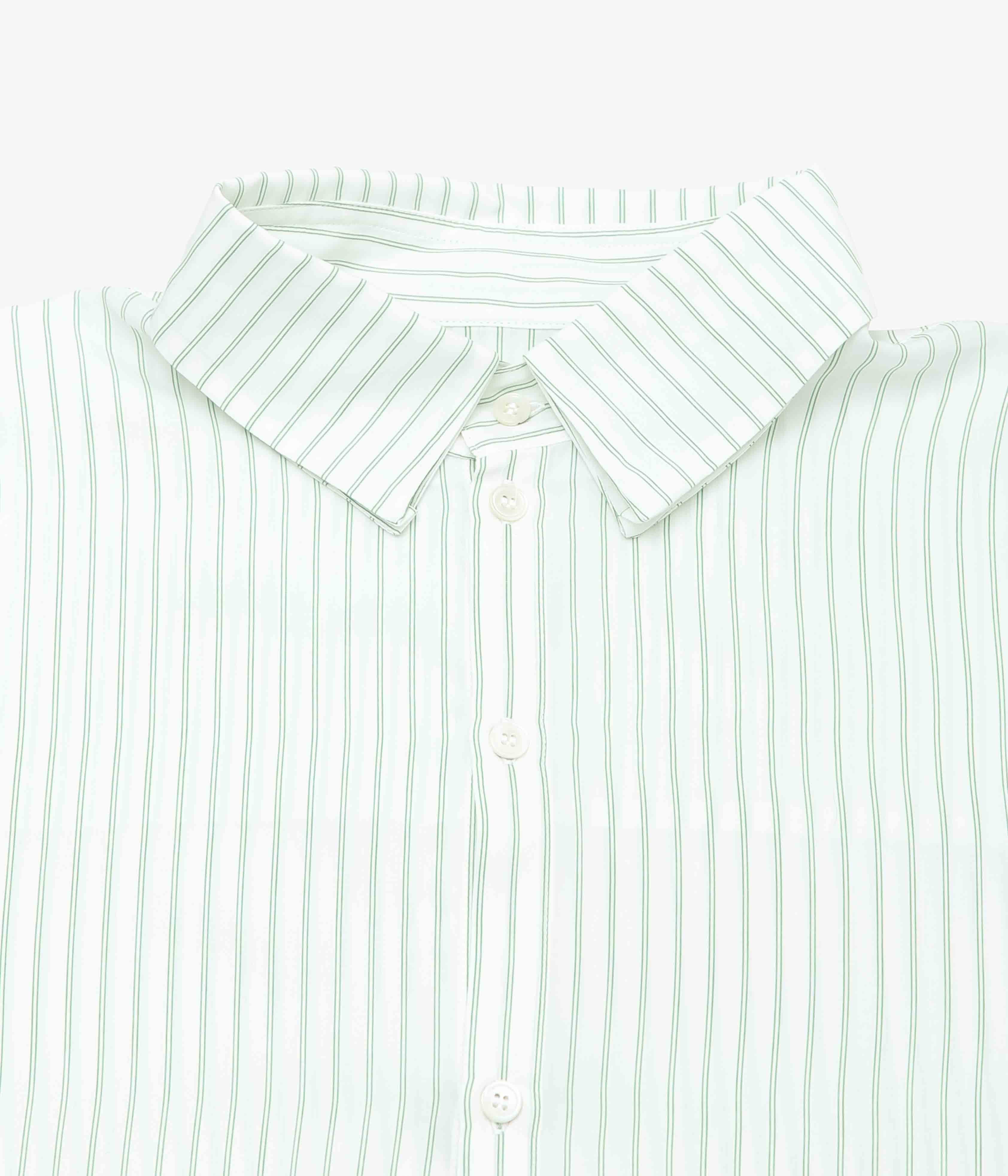 LEA BOBERG ''S.C. SHIRT｜JAPANESE TENCEL STRIPES'' (GREEN / WHITE
