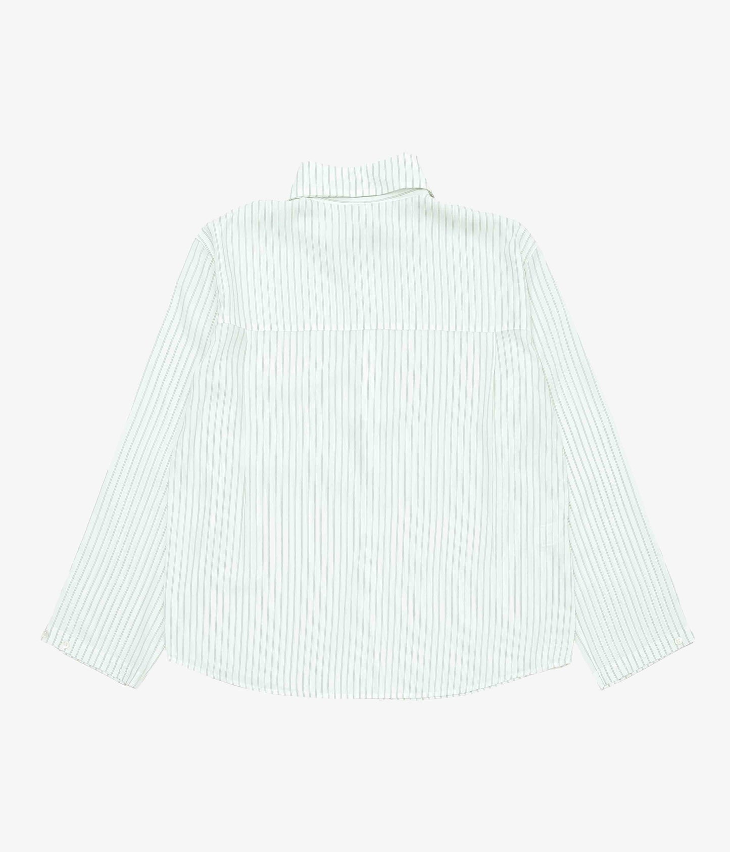 LEA BOBERG ''SC SHIRT｜JAPANESE TENCEL STRIPES'' (GREEN / WHITE STRIPE)