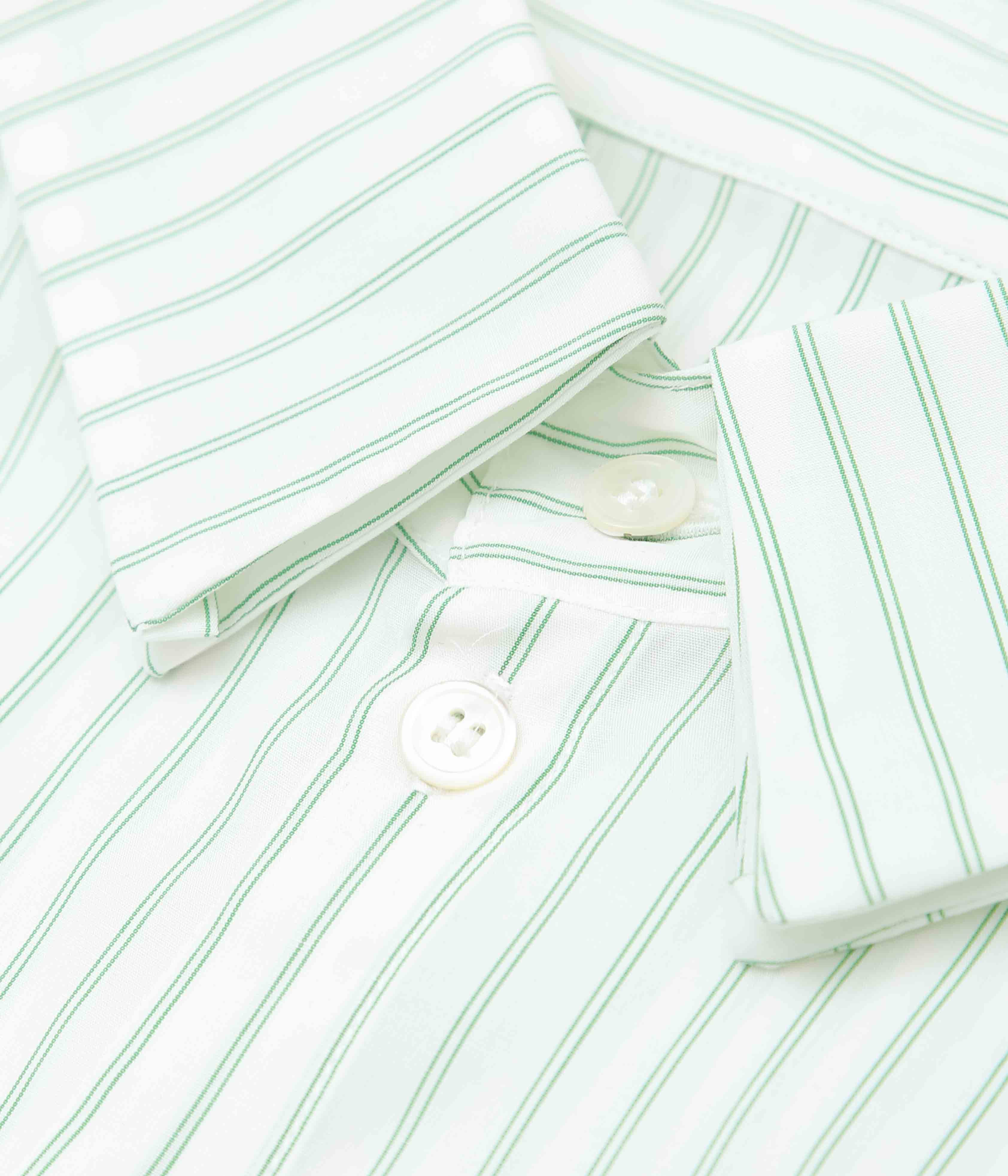 LEA BOBERG ''S.C. SHIRT｜JAPANESE TENCEL STRIPES'' (GREEN / WHITE