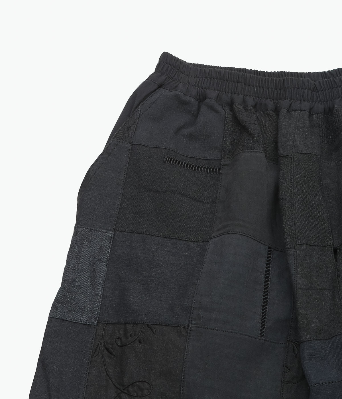MAISON FLORE ''PIVOINE PATCHWORK PANTS'' (BLACK 1)