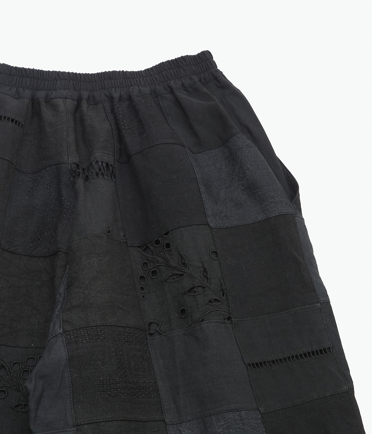 MAISON FLORE ''PIVOINE PATCHWORK PANTS'' (BLACK 1)