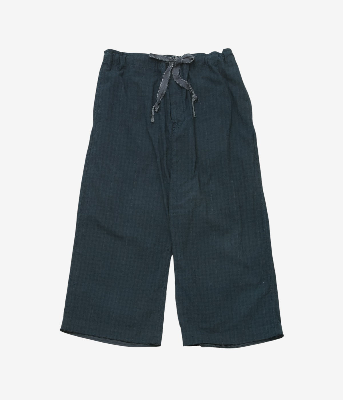 MONAD LONDON ''LEWIS PANT CROPPED｜VINTAGE HANDLOOMED GINGHAM'' (OVERDYE BLACK)