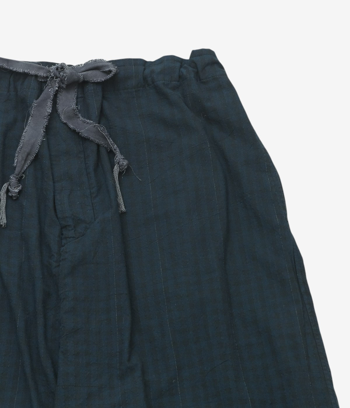 MONAD LONDON ''LEWIS PANT CROPPED｜VINTAGE HANDLOOMED GINGHAM'' (OVERDYE BLACK)