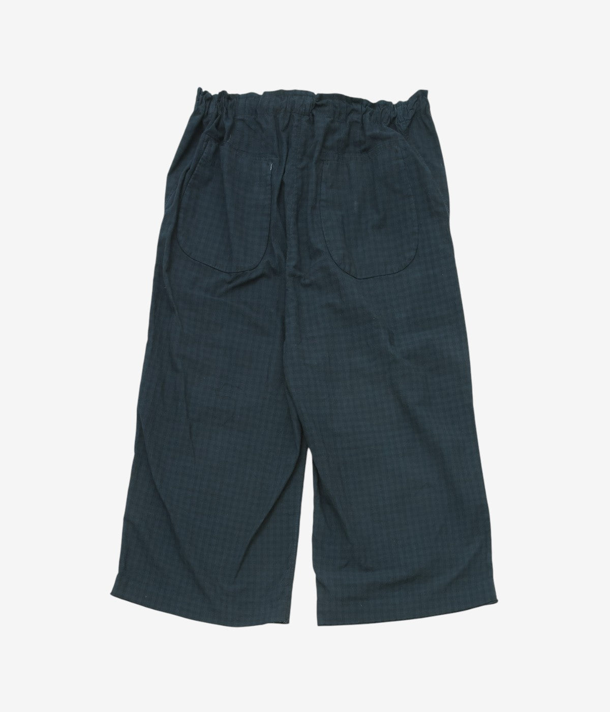 MONAD LONDON ''LEWIS PANT CROPPED｜VINTAGE HANDLOOMED GINGHAM'' (OVERDYE BLACK)