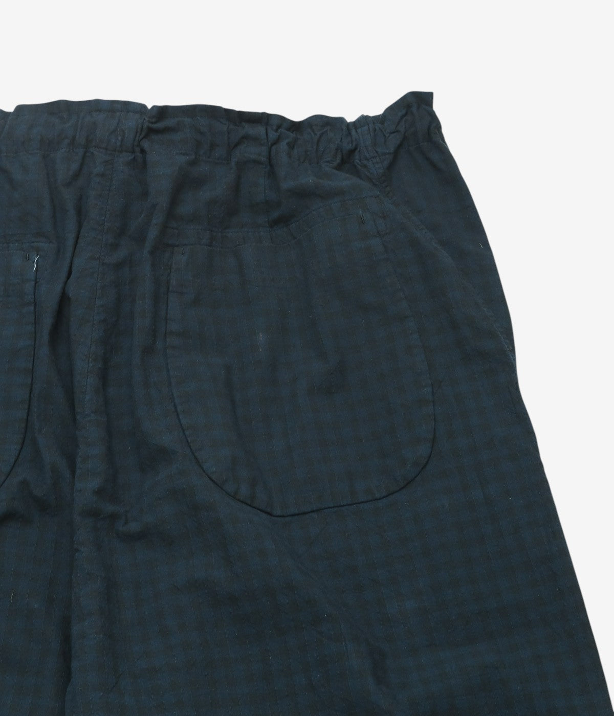 MONAD LONDON ''LEWIS PANT CROPPED｜VINTAGE HANDLOOMED GINGHAM'' (OVERDYE BLACK)